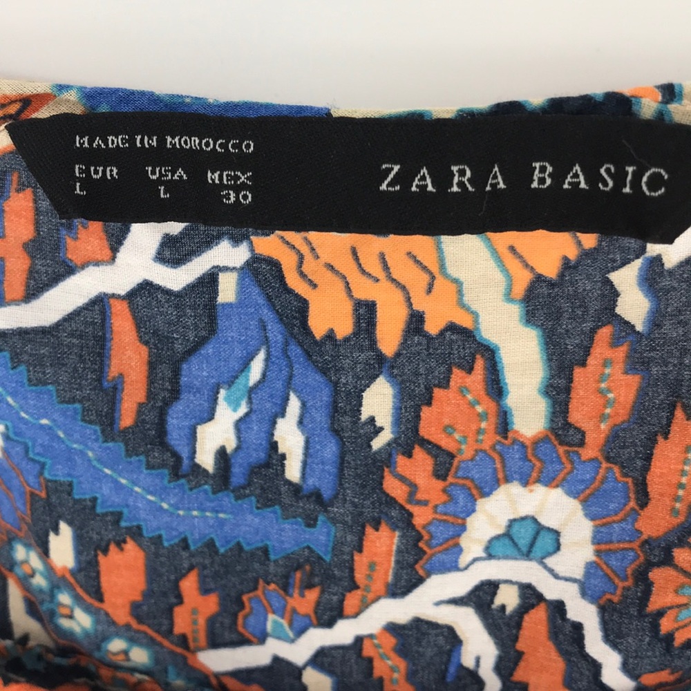 Zara Basic Large Yellow Orange/Blue/Orange Print … - image 7
